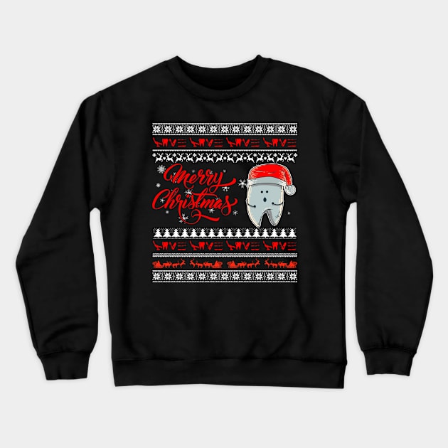 funny Chritsmas tooth with Santa hat shirt - Christmas dentist shirt - tooth merry Christmas gift dentist dental student dentistry Crewneck Sweatshirt by TeesCircle